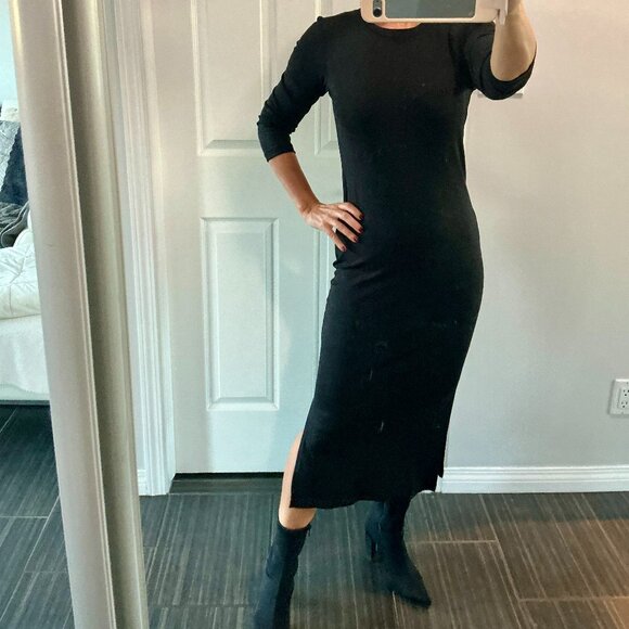 Amazing! Rachel Zoe black knit midi stretchy and soft dress size xs - Picture 3 of 9